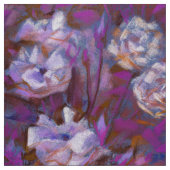"Weiße Rosen, lila Blätter", Blumendesign Stoff (Muster)