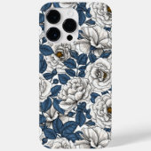 Weiße Rosen mit blauen Blätter auf Weiß Case-Mate iPhone Hülle (Rückseite)