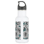 Weiße Rosen mit blauen Blätter Edelstahlflasche (Rückseite)