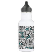 Weiße Rosen mit blauen Blätter Edelstahlflasche (Rechts)