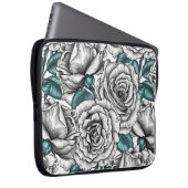 Weiße Rosen mit blauen Blätter Laptopschutzhülle (Vorne Rechts)