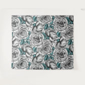 Weiße Rosen mit blauen Blätter Wandteppich (Vorderseite (Horizontal))