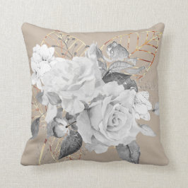 Weiße Rosen mit Goldleder Kissen