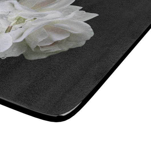 Weiße Rosen mit Raindrops Bouquet Schneidebrett (Ecke)