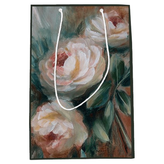 Weiße Rosen Mittlere Geschenktüte (Vorderseite)