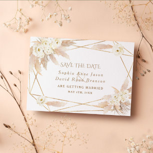 Weiße Rosen Pampas Gras Goldene Hochzeit Charmant Save The Date