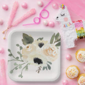 Weiße Rosen Pappteller (Party)