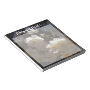 Weiße Rosen personalisiert Notizblock