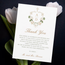 Weiße Rosen Rahmen Religiöse Hochzeit Dankeschön