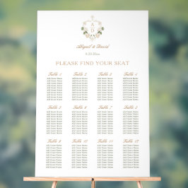 Weiße Rosen Rahmen Religiöser Hochzeit Sitzplan Acrylschild