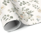 Weiße Rosen, romantisch-blumenreich Geschenkpapier (Rolleneckpunkt)