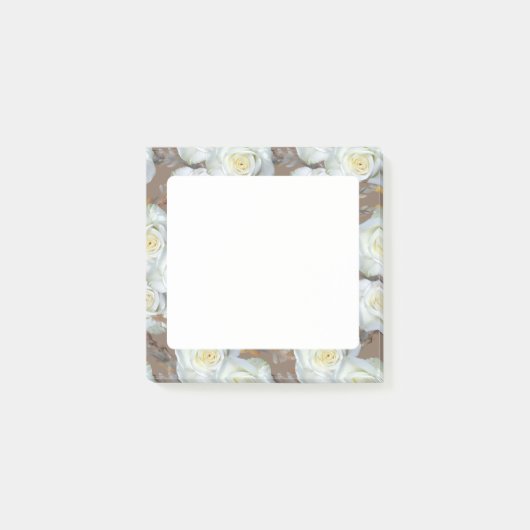 Weiße Rosen Romantisches Rustikales Muster Post-it Klebezettel (Vorderseite)