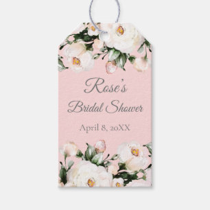 Weiße Rosen Rosa Brautparty Geschenkanhänger