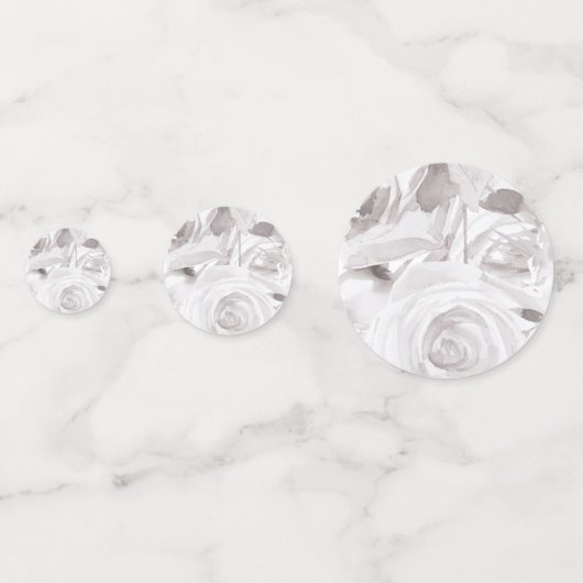 Weiße Rosen Rose Moderne Elegante Hochzeit Konfetti (Rückseiten)