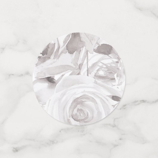 Weiße Rosen Rose Moderne Elegante Hochzeit Konfetti (Klein Vorderseite)