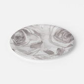 Weiße Rosen Rose Moderne Elegante Hochzeit Pappteller (Schrägansicht)