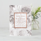 Weiße Rosen Rose Moderne Eleganz Brautparty Einladung (Stehend Vorderseite)