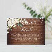 Weiße Rosen rustikale Holzlattern Hochzeitsdetails Begleitkarte (Stehend Vorderseite)