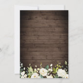 Weiße Rosen Rustikales Brautparty aus Holz Einladung (Rückseite)