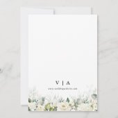 Weiße Rosen Save the Date mit Foto-Flachkarte (Rückseite)