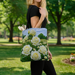 Weiße Rosen-Tragetasche Tasche