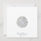 Weiße Rosen u. Diamant-Sand-Dollar-Hochzeit Einladung (Rückseite)