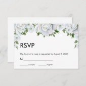 Weiße Rosen und Bucken RSVP Karte (Vorne/Hinten)