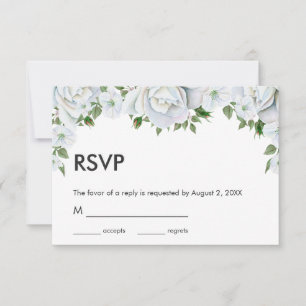 Weiße Rosen und Bucken RSVP Karte