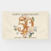 Weiße Rosen und Edelsteine Golden 50 Jahre Banner (Horizontal)