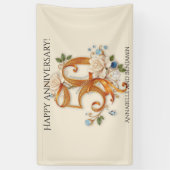 Weiße Rosen und Edelsteine Golden 50 Jahre Banner (Vertikal)