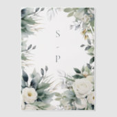 Weiße Rosen und Eukalyptusgrenzen Pergament Einladungen (Vorderseite)