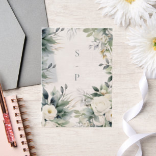 Weiße Rosen und Eukalyptusgrenzen Pergament Einladungen