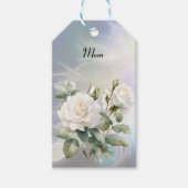 Weiße Rosen und Feder Geschenkanhänger (Vorderseite)