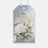 Weiße Rosen und Feder Geschenkanhänger (Rückseite)
