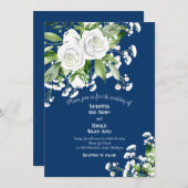 Weiße Rosen und Gipskraut auf der Hochzeit von Nav Einladung (Vorne/Hinten)