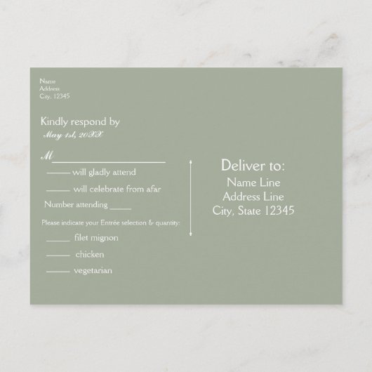 Weiße Rosen und Gipskraut auf Holz-UAWG Einladungspostkarte (Rückseite)