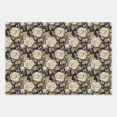 Weiße Rosen und goldene Blätter Blumenmuster (Vorderseite)