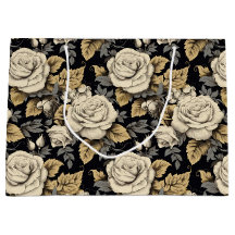 Weiße Rosen und goldene Blätter Blumenmuster