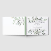 Weiße Rosen und Grüne elegante Hochzeit mit Blumen Gästebuch (Voll)