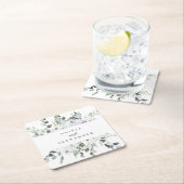 Weiße Rosen und grüne Hochzeit Rechteckiger Pappuntersetzer (Vor Ort)