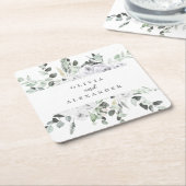 Weiße Rosen und grüne Hochzeit Rechteckiger Pappuntersetzer (angewinkelt)