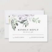 Weiße Rosen und grüne Hochzeit RSVP Karte (Vorderseite)