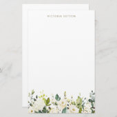 Weiße Rosen und Hydrangeas Garland Briefpapier (Vorne/Hinten)