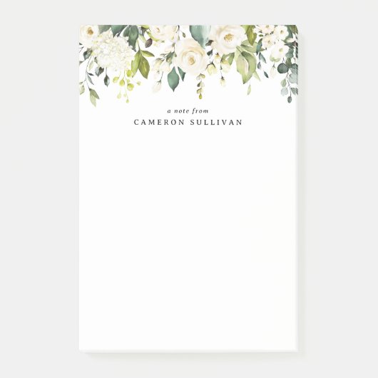 Weiße Rosen und Hydrangeas Garland Post-it Klebezettel (Vorderseite)
