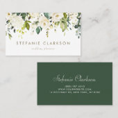 Weiße Rosen und Hydrangeas Garland Visitenkarte (Vorne/Hinten)