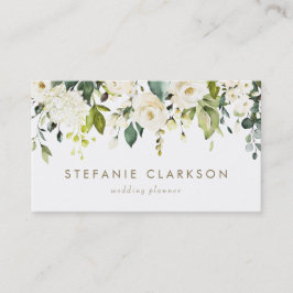 Weiße Rosen und Hydrangeas Garland Visitenkarte