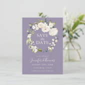 Weiße Rosen und Hydrangeas Save the Date (Stehend Vorderseite)