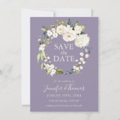 Weiße Rosen und Hydrangeas Save the Date (Vorderseite)