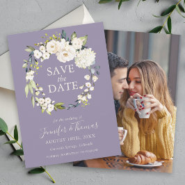 Weiße Rosen und Hydrangeas Save the Date