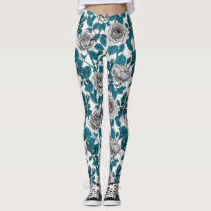 Weiße Rosen und Ladybusen Leggings
